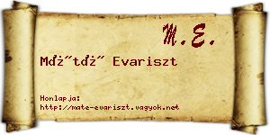 Máté Evariszt névjegykártya